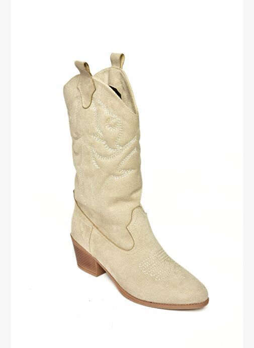 T820088702 Ten Süet Kovboy Model Kadın Çizme - Görsel 8