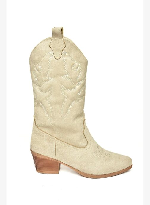T820088702 Ten Süet Kovboy Model Kadın Çizme - Görsel 7