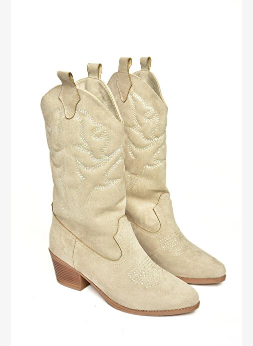 T820088702 Ten Süet Kovboy Model Kadın Çizme - Görsel 6