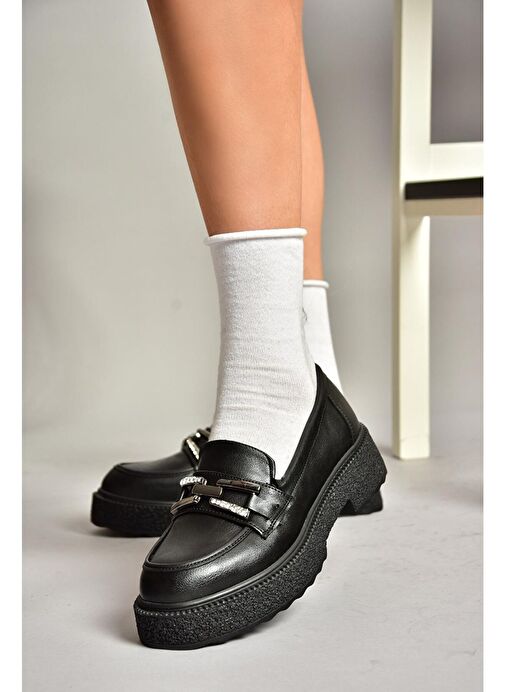 T996198409 Siyah Kalın Tabanlı Makosen Kadın Ayakkabı - Görsel 6