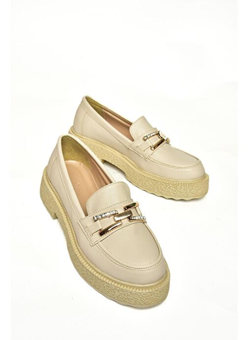 T996198409 Bej Kalın Tabanlı Makosen Kadın Ayakkabı - Görsel 5