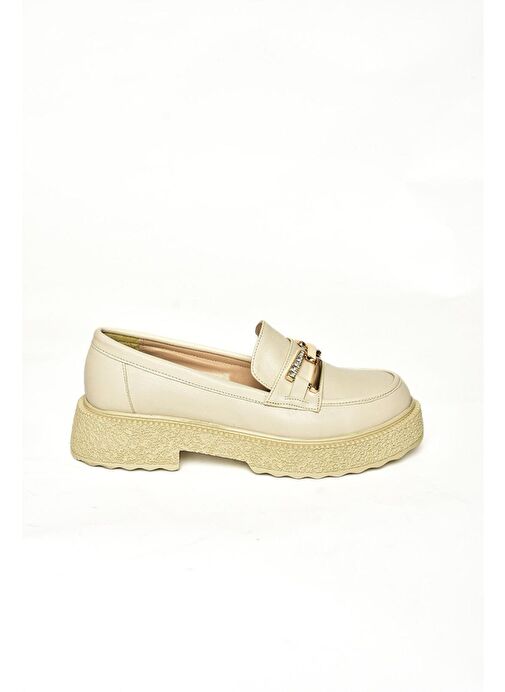 T996198409 Bej Kalın Tabanlı Makosen Kadın Ayakkabı - Görsel 6