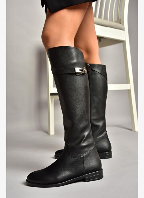 T848443409 Siyah Klasik Kadın Çizme - Görsel 2