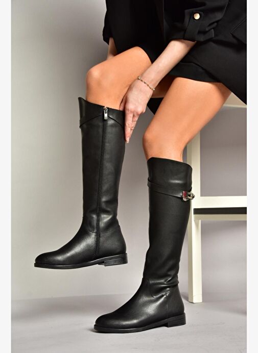 T848443409 Siyah Klasik Kadın Çizme - Görsel 3