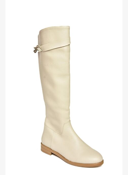 T848443409 Bej Klasik Kadın Çizme - Görsel 6