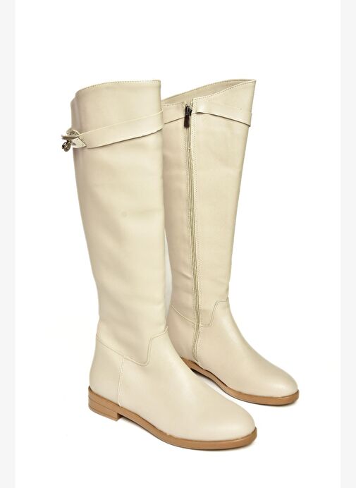 T848443409 Bej Klasik Kadın Çizme - Görsel 7