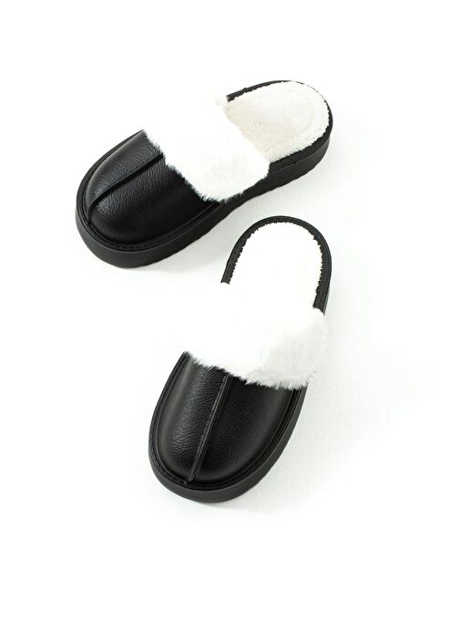 T918264209 Siyah İçi Peluş Kadın Terlik - Görsel 7