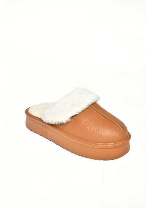 T918264209 Kahverengi İçi Peluş Kadın Terlik - Görsel 9