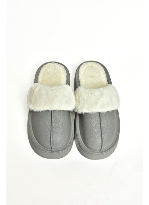 T918264209 Gri İçi Peluş Kadın Terlik - Görsel 7
