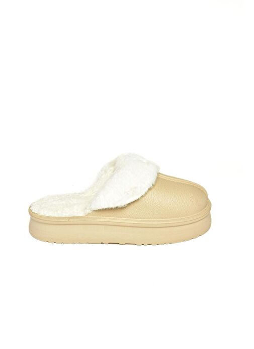 T918264209 Bej İçi Peluş Kadın Terlik - Görsel 9