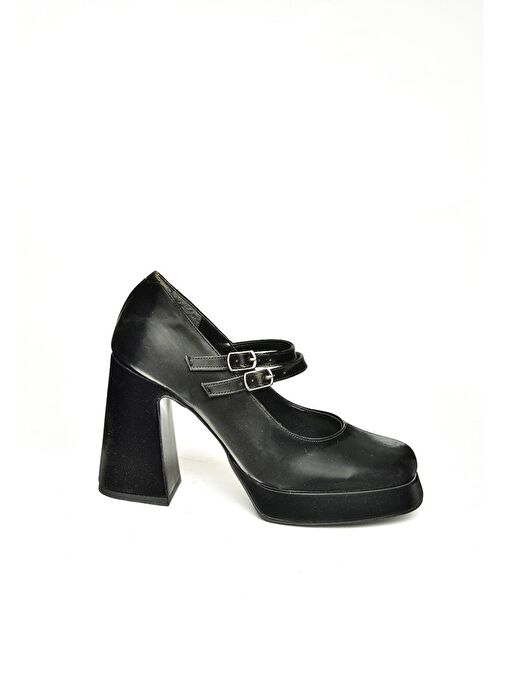 Fox Shoes Siyah Kadın Rugan Topuklu Ayakkabı 13236 - Görsel 6