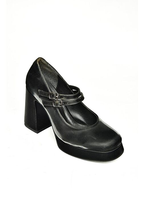 Fox Shoes Siyah Kadın Rugan Topuklu Ayakkabı 13236 - Görsel 7