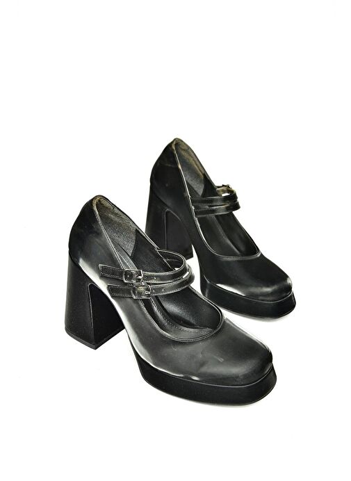 Fox Shoes Siyah Kadın Rugan Topuklu Ayakkabı 13236 - Görsel 8