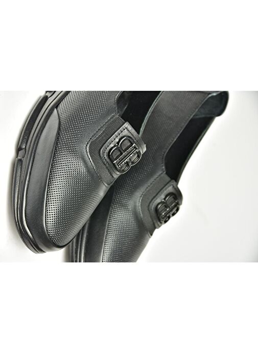 T555081303 Siyah Hakiki Deri Comfort Ortopedik Taban Kadın Ayakkabı - Görsel 5