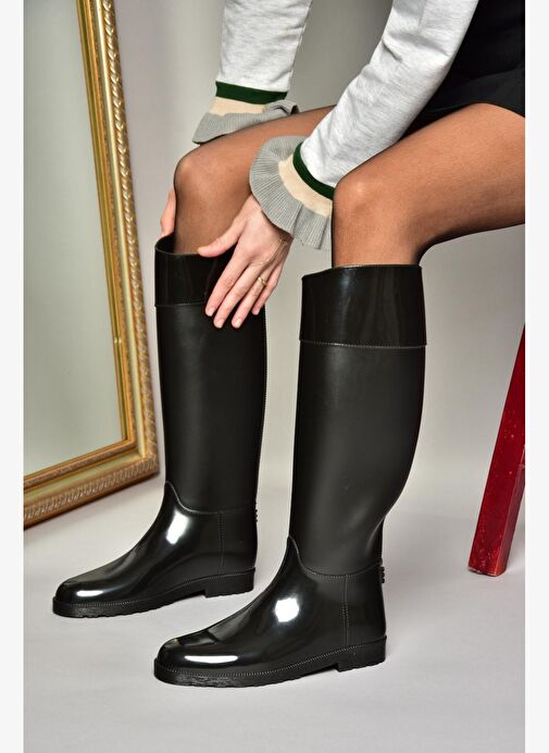 T858712109 Siyah Yağmur Çizmesi - Görsel 4