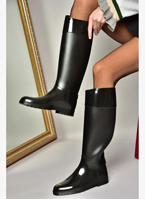 T858712109 Siyah Yağmur Çizmesi - Görsel 6