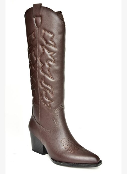 T296815009 Kahverengi Kovboy Model Kadın Çizme - Görsel 8