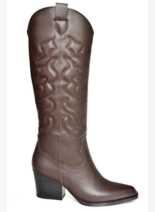 T296815009 Kahverengi Kovboy Model Kadın Çizme - Görsel 6