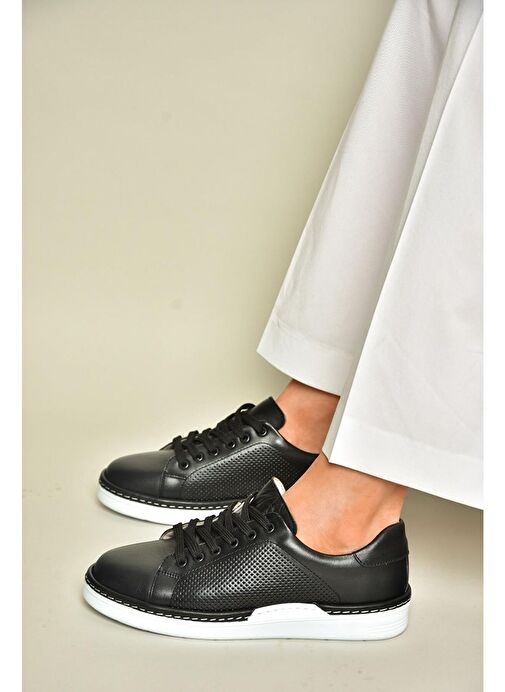 Fox Shoes Siyah Kadın Deri Sneaker 13311 - Görsel 2