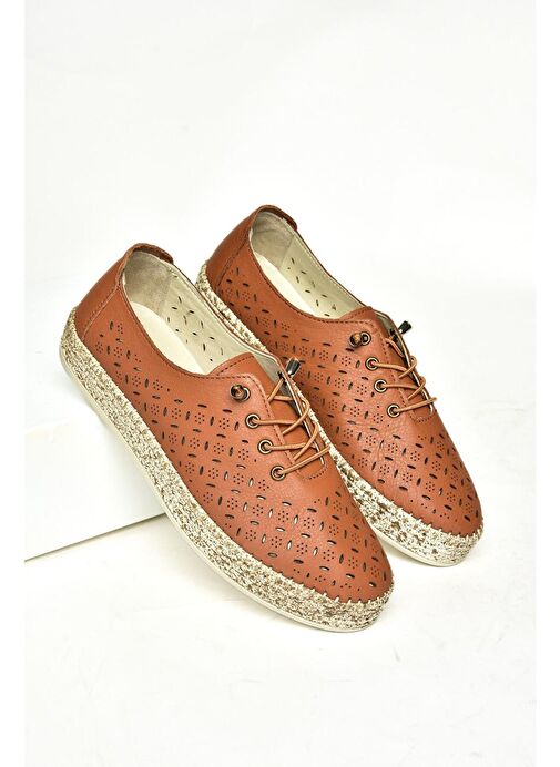 U555100103 Taba Hakiki Deri Günlük Kadın Ayakkabı - Görsel 4