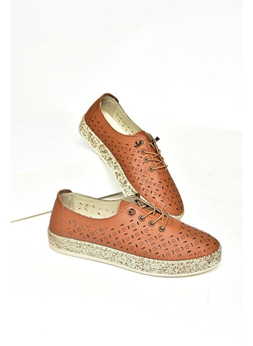 U555100103 Taba Hakiki Deri Günlük Kadın Ayakkabı - Görsel 5