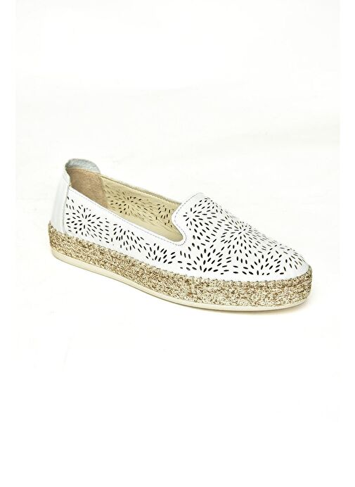 U555200103 Beyaz Hakiki Deri Kadın Günlük Ayakkabı - Görsel 2