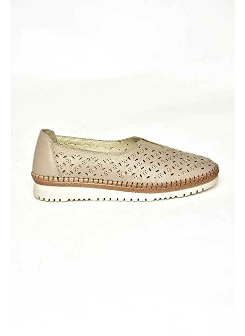 U555300203 Vizon Hakiki Deri Comfort Ortopedik Taban Kadın Ayakkabı - Görsel 3