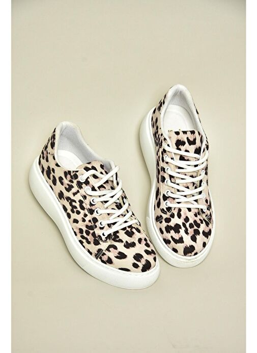 Fox Shoes Bej Kadın Sneaker 13330 - Görsel 5