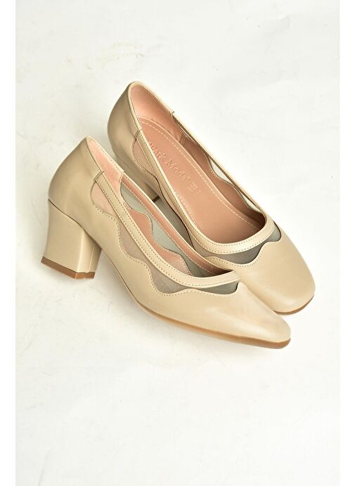 Fox Shoes Bej Kadın Topuklu Ayakkabı 13340 - Görsel 4
