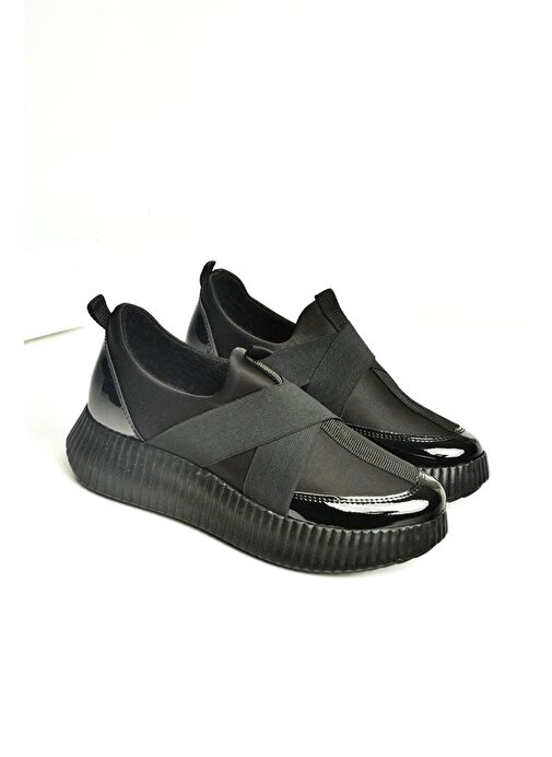 U973212004 Siyah Kumaş Günlük Kadın Ayakkabı - Görsel 3