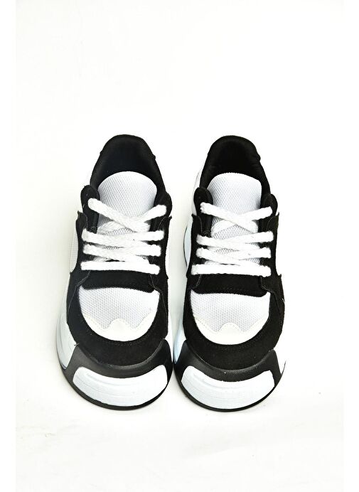 Fox Shoes Siyah-Beyaz Kadın Süet Sneaker 13356 - Görsel 5