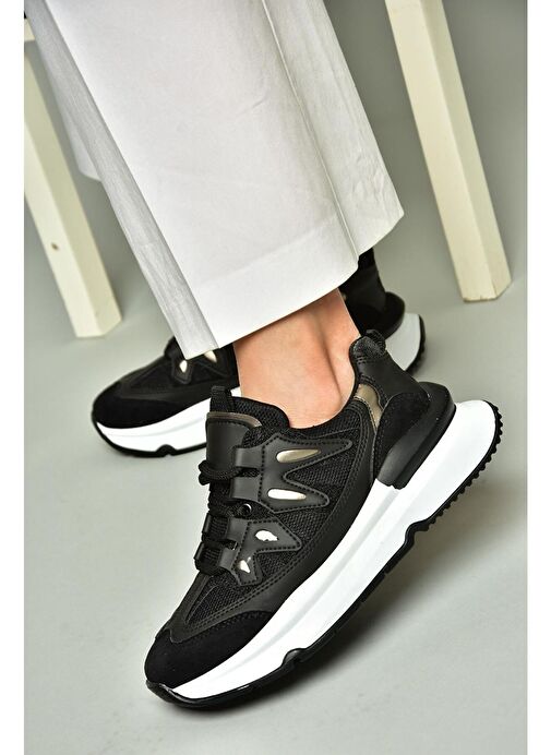 U973501004 Siyah Kumaş Spor Ayakkabı Sneakers - Görsel 3