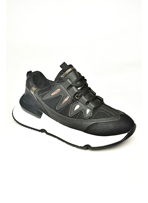 U973501004 Siyah Kumaş Spor Ayakkabı Sneakers - Görsel 7