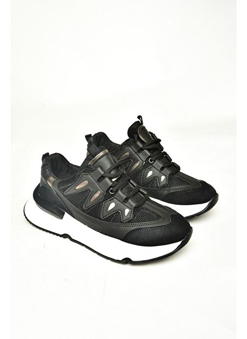 U973501004 Siyah Kumaş Spor Ayakkabı Sneakers - Görsel 8