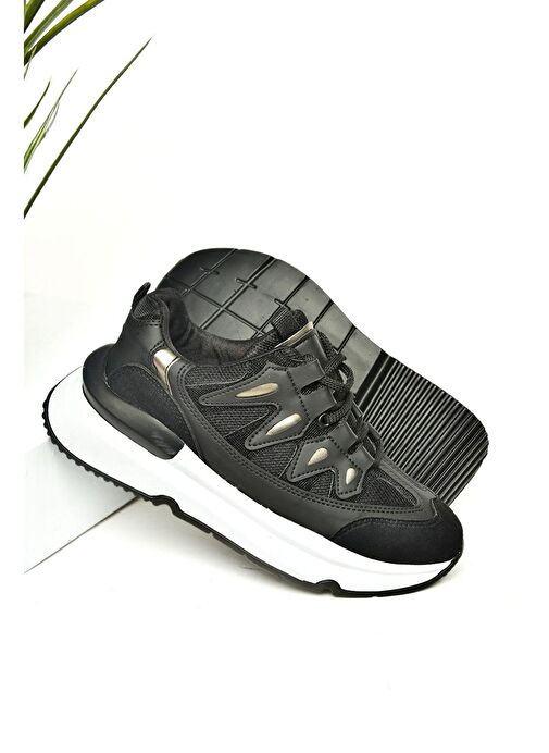 U973501004 Siyah Kumaş Spor Ayakkabı Sneakers - Görsel 9