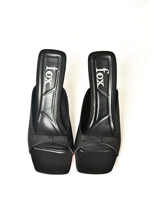 U997112004 Siyah Kumaş İnce Topuklu Kadın Terlik - Görsel 9