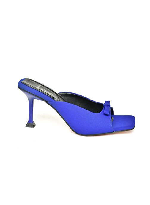 U997112004 Saks Mavi Kumaş İnce Topuklu Kadın Terlik - Görsel 6