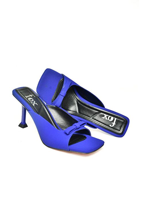 U997112004 Saks Mavi Kumaş İnce Topuklu Kadın Terlik - Görsel 8