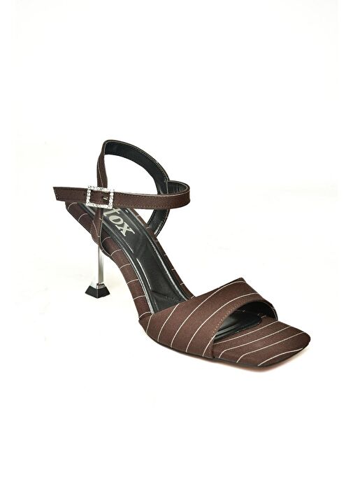 U997134404 Kahverengi Kumaş İnce Topuklu Kadın Ayakkabı - Görsel 7