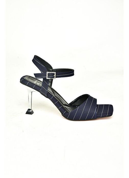 U997134404 Lacivert Kumaş İnce Topuklu Kadın Ayakkabı - Görsel 6