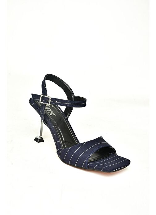 U997134404 Lacivert Kumaş İnce Topuklu Kadın Ayakkabı - Görsel 7