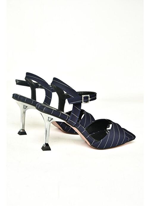 U997134404 Lacivert Kumaş İnce Topuklu Kadın Ayakkabı - Görsel 9