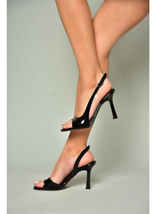 U997142808 Siyah Rugan İnce Topuklu Kadın Ayakkabı - Görsel 2