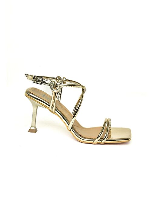 U997332634 Altın Ayna İnce Topuklu Abiye Ayakkabı - Görsel 7