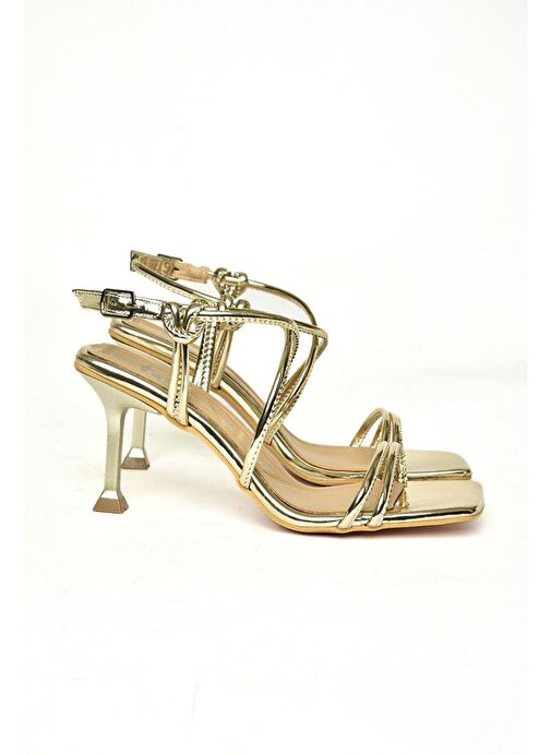 U997332634 Altın Ayna İnce Topuklu Abiye Ayakkabı - Görsel 9