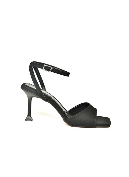 U997412504 Siyah Kumaş İnce Topuklu Kadın Ayakkabı - Görsel 6