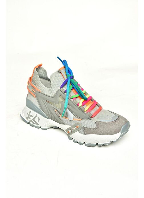 U602602502 Gri Süet Kadın Spor Ayakkabı Sneakers - Görsel 6