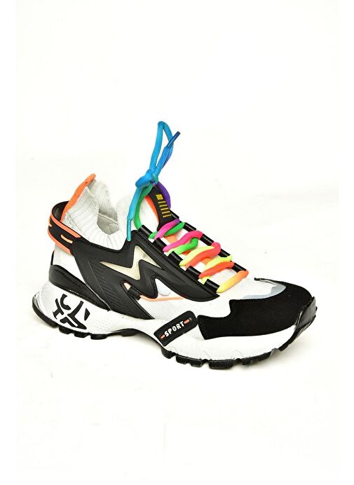 U602602502 Siyah/Beyaz Süet Kadın Spor Ayakkabı Sneakers - Görsel 7