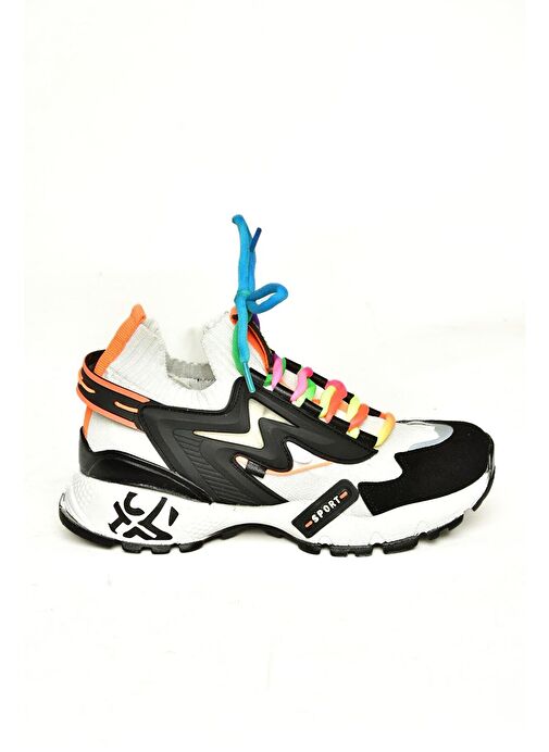 U602602502 Siyah/Beyaz Süet Kadın Spor Ayakkabı Sneakers - Görsel 9