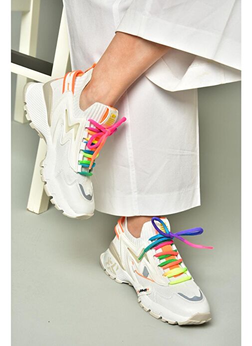 U602602509 Beyaz Kadın Spor Ayakkabı Sneakers - Görsel 2